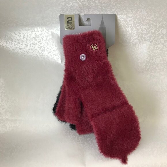 London Fog women O/S  winter Gloves black & red 2 Pack NWT - Picture 3 of 10